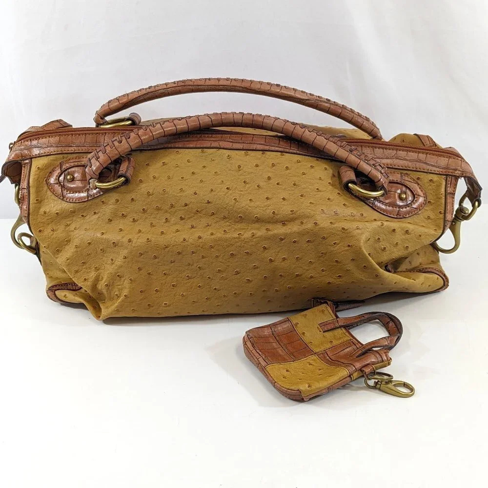 Nine West Leather Beige Satchel w/ Mini Tote